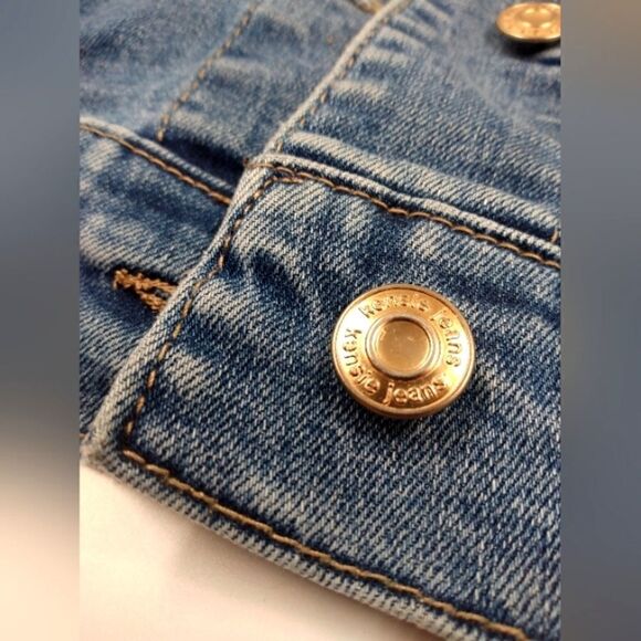 Kensie Denim Jean Jacket w/ Gold Buttons Women's Accessories SZ XLarge - Picture 10 of 16
